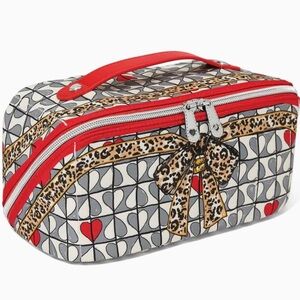 Brighton Red and Leopard Print Cosmetic Case.